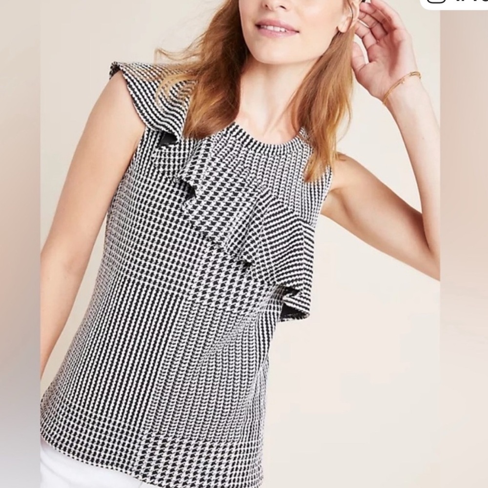 Anthropologie Dolan textured Houndstooth Blouse L New with tags